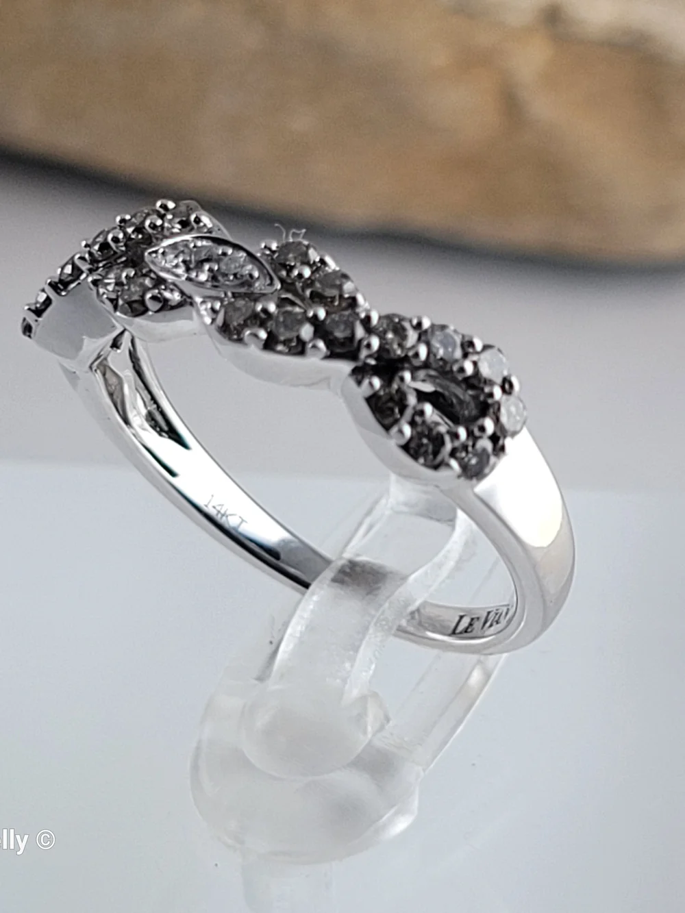 LeVian 14K White Gold Chocolate & Vanilla Diamond Infinity Ring Size 6.5